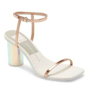 New DOLCE VITA Naomey Strappy Statement Iridescent Heel Sandal Rose Gold 9 & 9.5